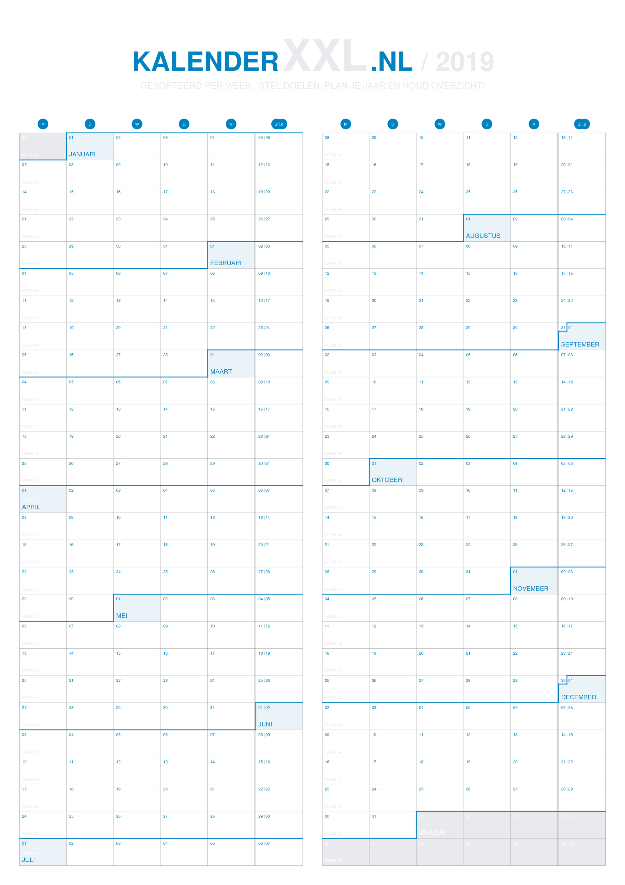 De grote jaarkalender van | kalenderxxl.nl