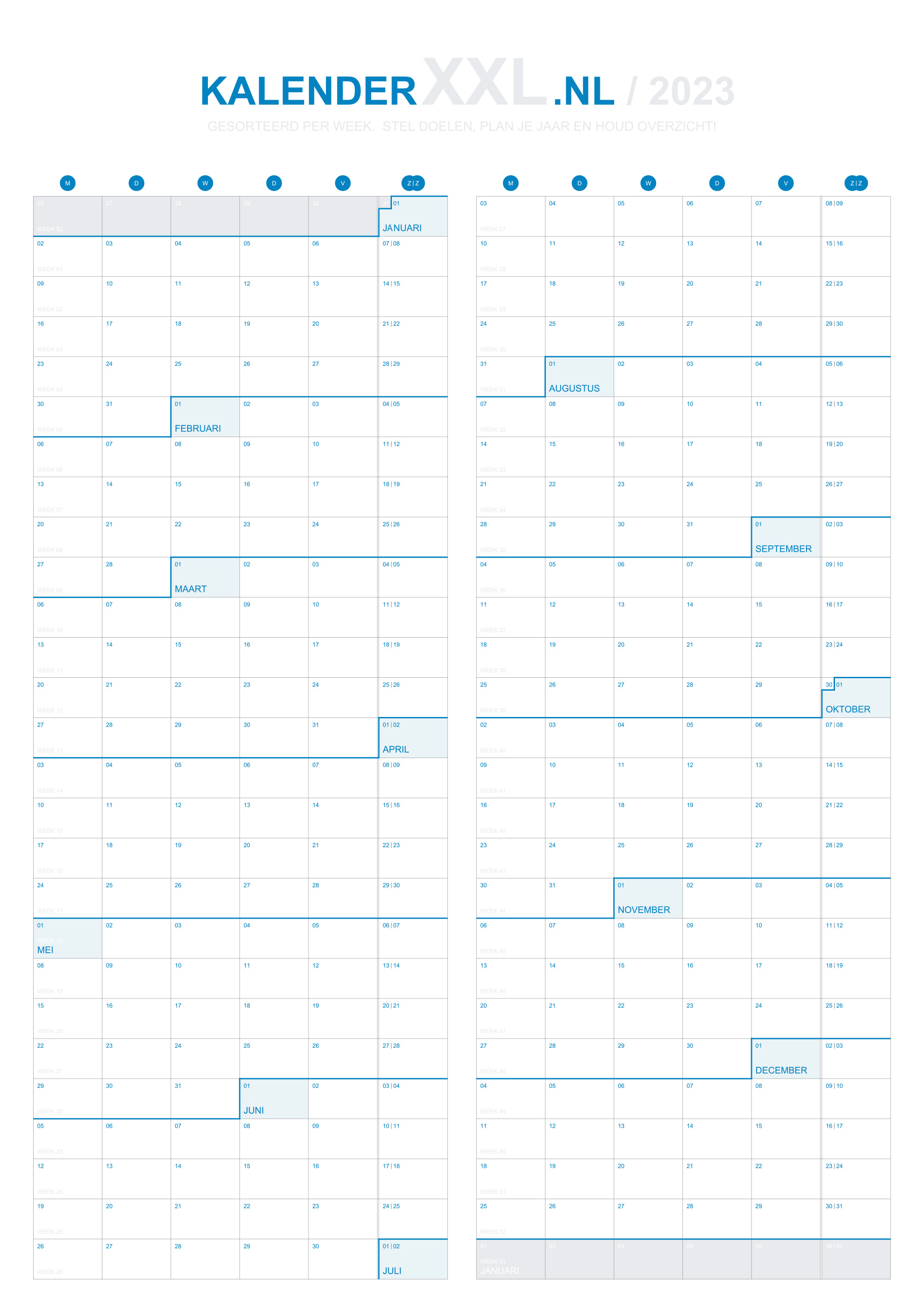 Vuil Wanten Vast en zeker De grote jaarkalender van 2023 | kalenderxxl.nl